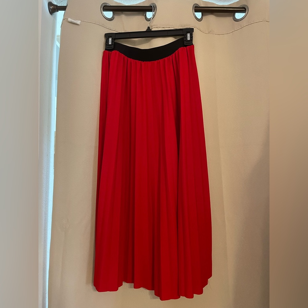 POSH RED PLEATED SKIRT